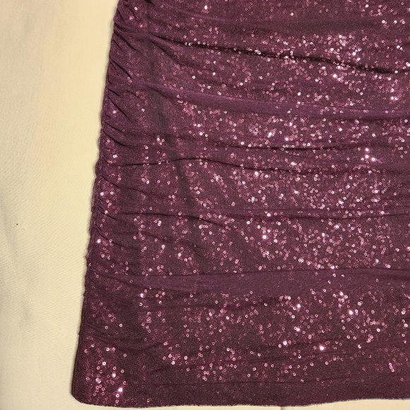 Lauren Ralph Lauren Sequin Dress Off Shoulder Plum 10 - Picture 11 of 12